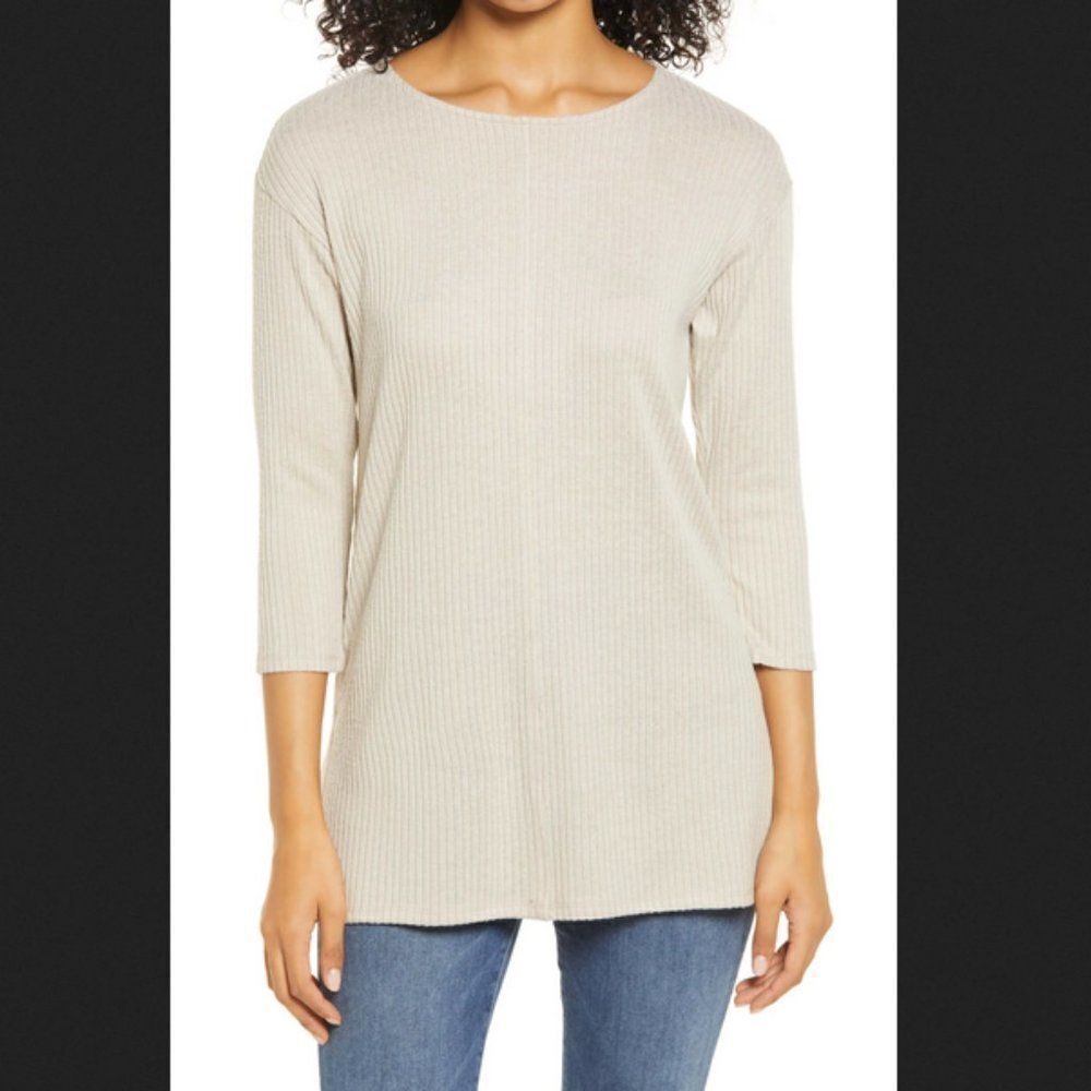 Bobeau Beige 3/4 Sleeve Tunic Size XS‎